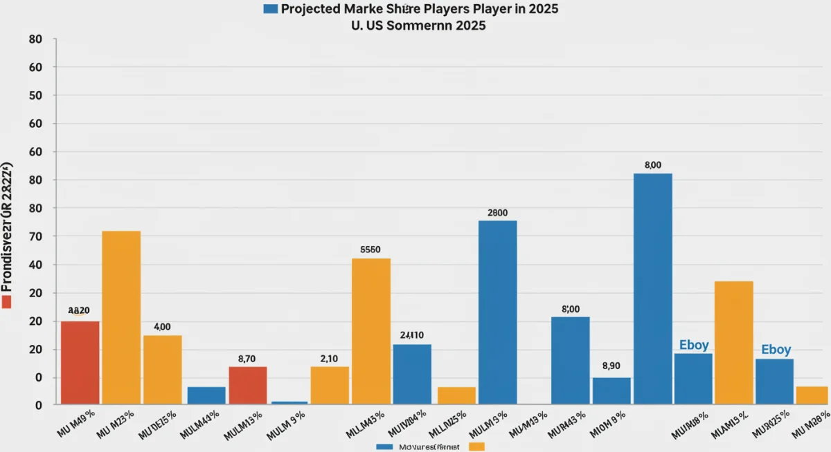 Projected US e-commerce market share breakdown for major players in 2025
