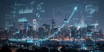 AI in US Market Analysis: Boosting Forecast Accuracy by 25% in 2025 AI-powered market analysis interface showing enhanced forecast accuracy for the US economy in 2025.