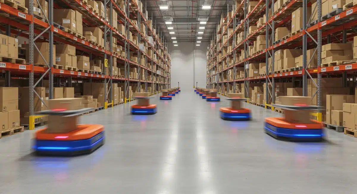 Automated warehouse operations showcasing advanced e-commerce logistics.