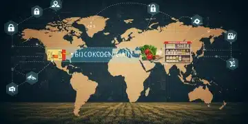 Blockchain network visualizing transparent supply chain logistics in US retail