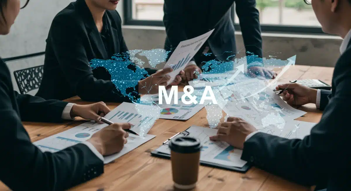 Corporate executives discussing M&A strategy for financial growth