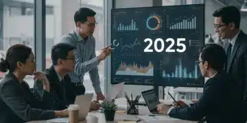 Business team analyzing market penetration strategies for 2025 growth