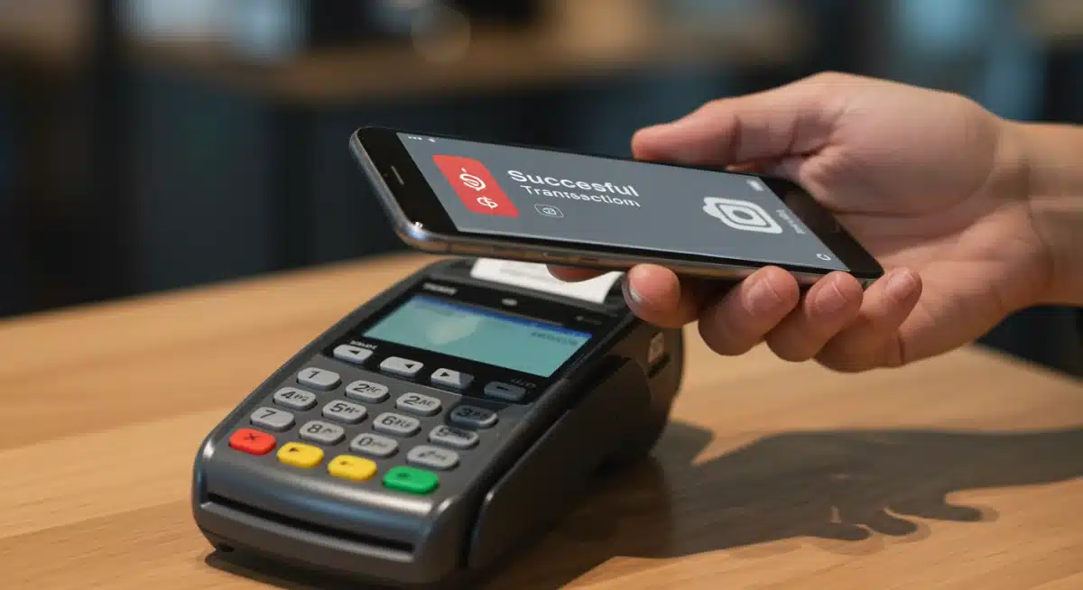 Smartphone making contactless payment at point-of-sale terminal