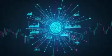 Abstract visualization of data analytics leading to strategic business growth and financial success.