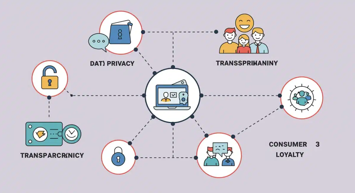 Infographic showing data privacy, transparency, and consumer loyalty in retail.