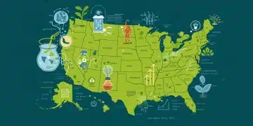 Illustration of emerging market niches in the US, with tech and nature entwined