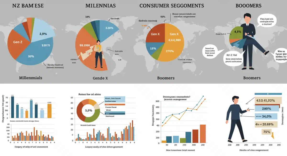 Infographic detailing generational spending habits and digital retail engagement across US consumer demographics.