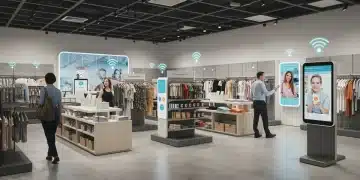 IoT for Retail: 2025 US Blueprint for 15% Higher Customer Satisfaction Futuristic retail store with IoT sensors enhancing customer experience