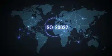 Digital network illustrating ISO 20022's impact on US payment systems by 2025