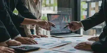 Diversification Strategies: 10% Market Share Increase by 2025 Business team analyzing market data for new product opportunities.