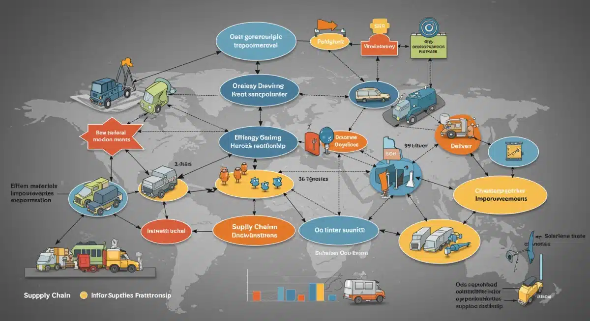 Optimized supply chain network illustration demonstrating efficiency and cost reduction strategies.