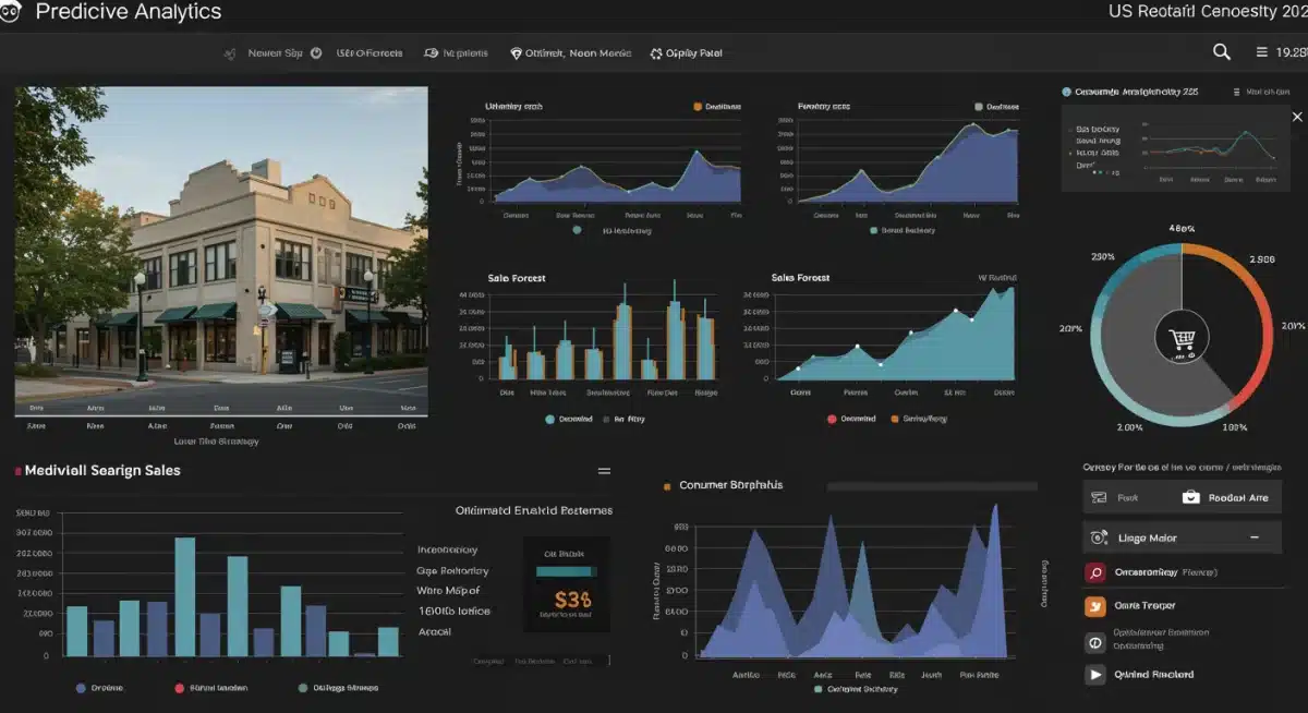Predictive analytics dashboard showing sales forecasts and consumer patterns