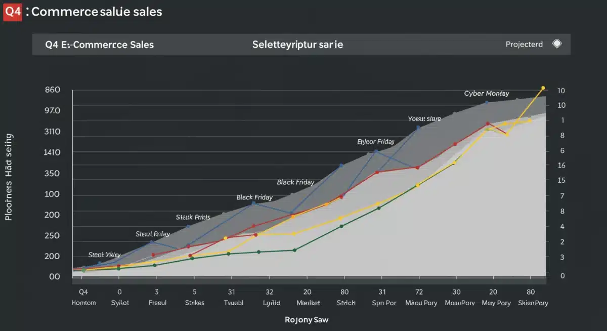 E-commerce sales growth chart for Q4 2025, highlighting Black Friday and Cyber Monday spikes.