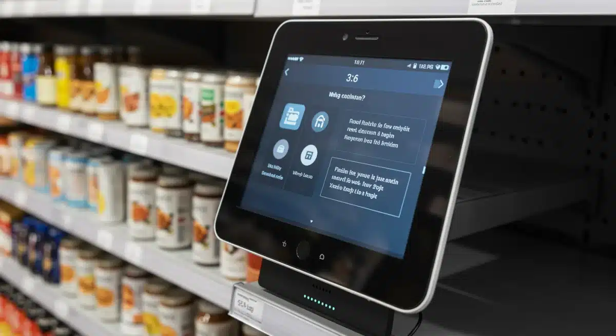Smart retail shelf with embedded IoT sensors and digital display
