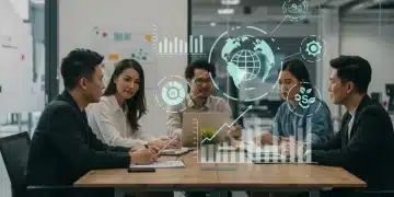 Professionals collaborating on sustainable business strategy, integrating ESG for conscious consumers