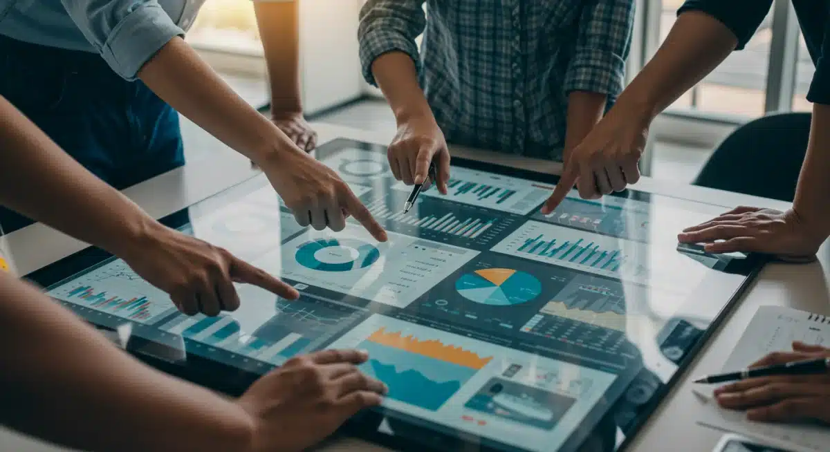 Team analyzing market data and competitive intelligence