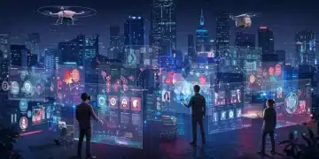 Futuristic digital marketplace illustrating the competitive US e-commerce landscape in 2025